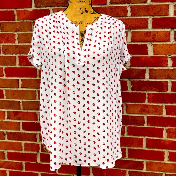 Pleione Tops - NWT Pleione Oversized Short Sleeve Red Dot Top